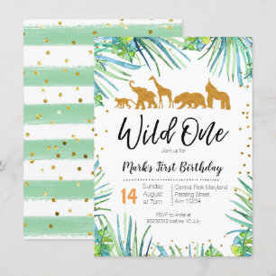 Wild eines Geburtstages Einladung Jungtiere Party
