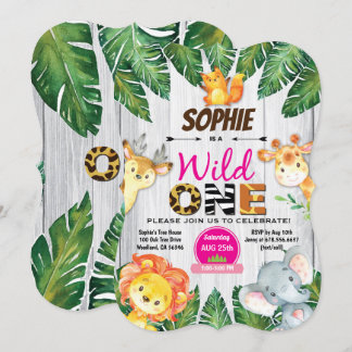 Wild Einladung zum Geburtstag. Girl-Dschungelsafar