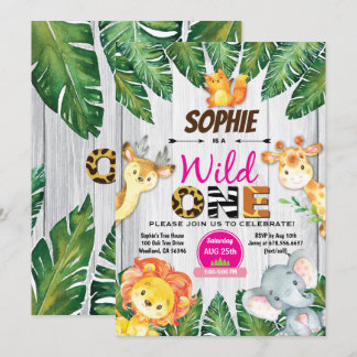 Wild Einladung zum Geburtstag. Girl-Dschungelsafar