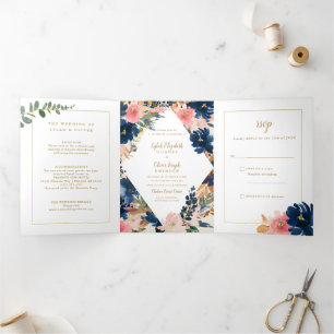 Wild Elegance   Hochzeitsmarsch und Hochzeit von G Dreifach Gefaltete Einladung