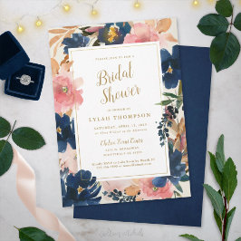 Wild Elegance | Navy Blush & Gold Brautparty Einladung