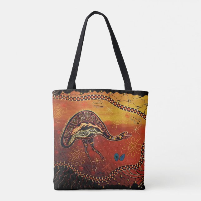 Wild Emu Aboriginal Tote Bag Tasche (Rückseite)