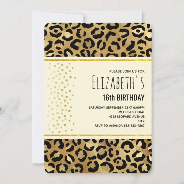 Wild & Exotic Leopard Print Pattern Birthday Invit Einladung (Vorderseite)