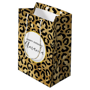Wild & Exotic Leopard Print Pattern Birthday Mediu Mittlere Geschenktüte