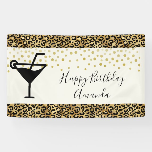 Wild & Exotic Leopard Print Pattern Geburtstag Banner (Horizontal)