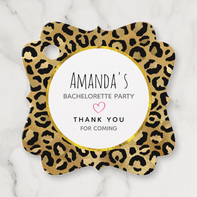 Wild & exotisch Leopard Druckmuster Bachelorette Geschenkanhänger (Vorderseite)