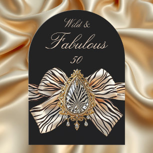 Wild Fabulous 50 Geburtstag Zebra Bow Gold Jewel Einladung