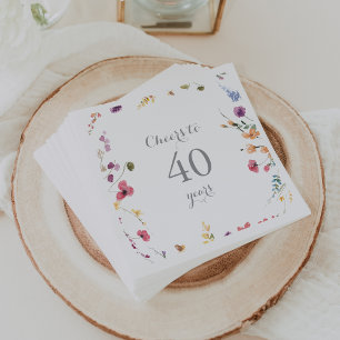 Wild farbenfrohe Blütengrüße bis 40 Jahre Geburtst Serviette