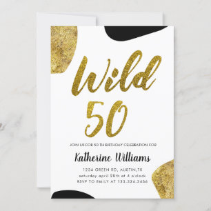 Wild Fifty Gold Animal Motif Party Invitation