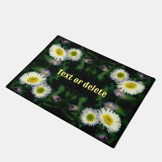 Wild Fleabane Daisy Blume Abstrakt Personalisiert Fußmatte (Schrägansicht)