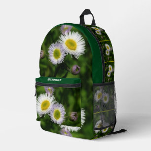 Wild Fleabane Daisy Blume Natur Personalisiert Bedruckter Rucksack