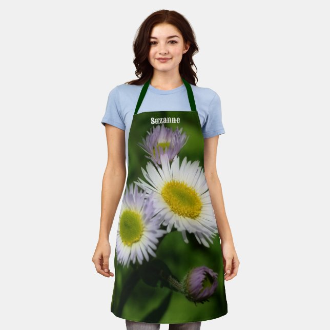Wild Fleabane Daisy Blume Natur Personalisiert Schürze (Getragen)