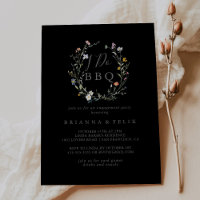 Wild floral Black I Do BBQ Engagement Party