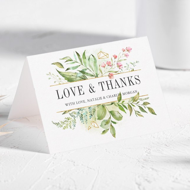 Wild floral Green Foliage Wedding Foto Vielen Dank Dankeskarte (Von Creator hochgeladen)