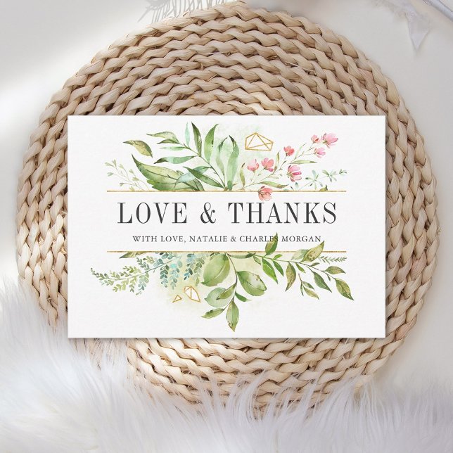 Wild floral Green Foliage Wedding Vielen Dank Dankeskarte (Von Creator hochgeladen)