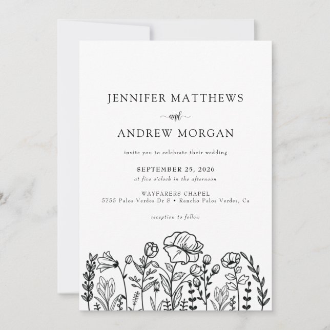 Wild Floral | Qr Code Hochzeit Einladung (Vorderseite)