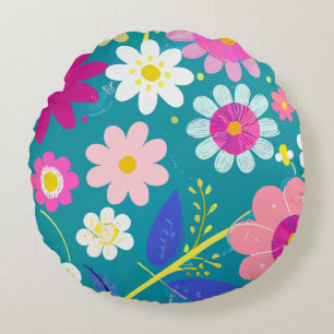 Wild Floral Rundes Kissen