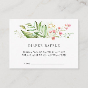 Wild florale Babydusche Windeln Raffle Ticket Card Begleitkarte