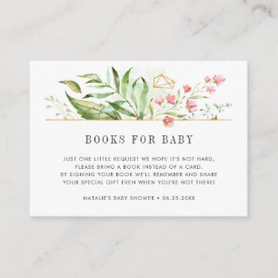 Wild florale Foliage Book Request Baby Shooting Ca Begleitkarte