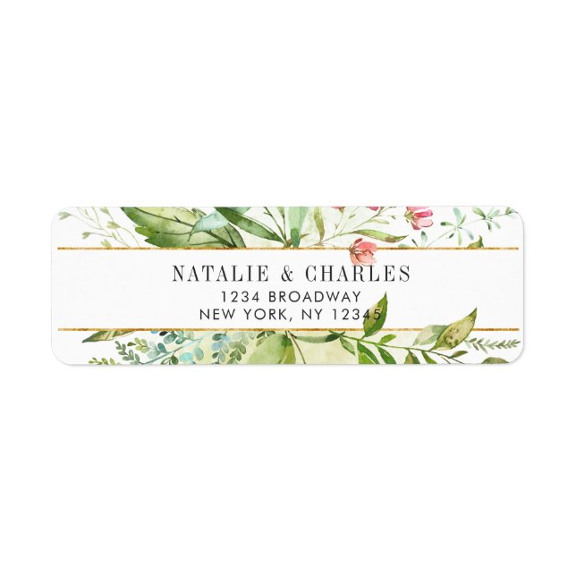 Wild florale Green Foliage Rücksendeadresse (Vorne)