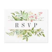 Wild florale grüne Foliage Wasserfarbeneihe RSVP