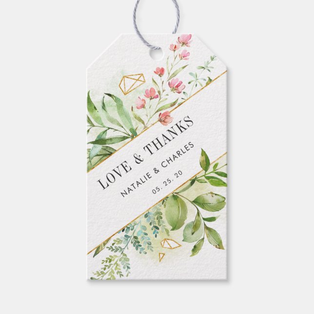 Wild florale Grünfolien Gastgeschenk Hochzeit Gesc Geschenkanhänger (Vorderseite)