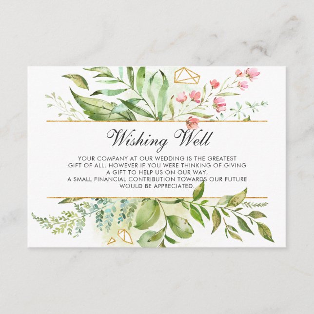 Wild florale Grünfolien Hochzeit wünschen gut Begleitkarte (Vorderseite)