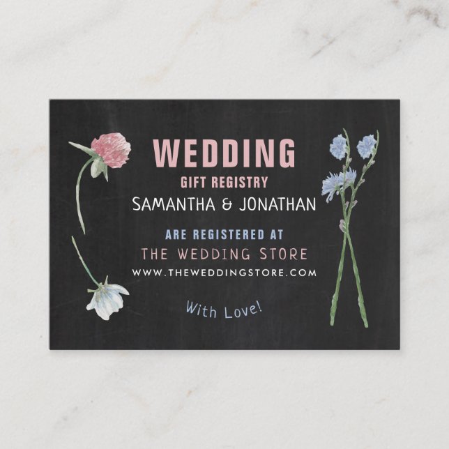 Wild florale Tafel, Gift Registry Card Begleitkarte (Vorderseite)