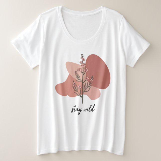 Wild florales Design Große Größe T-Shirt (Design vorne)