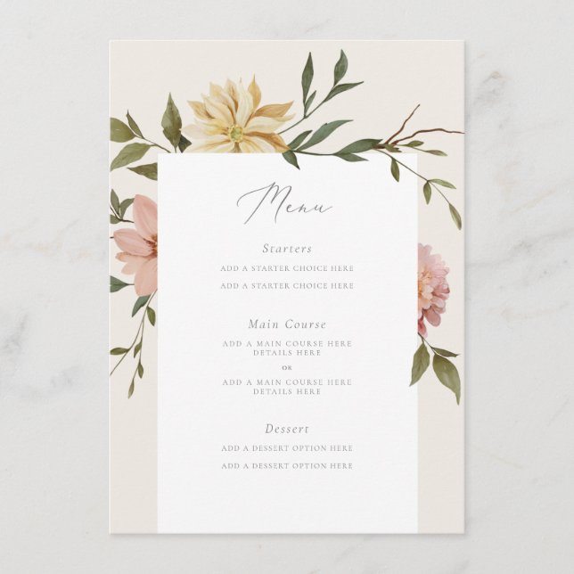 Wild Florals Menu Card Menükarte (Vorderseite)