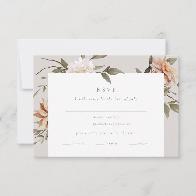 Wild Florals RSVP Card mit Entrée Choice (Vorderseite)