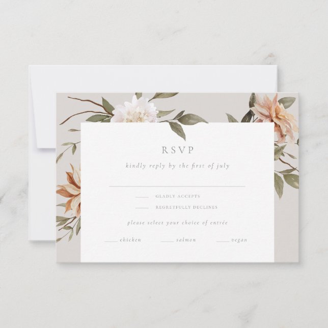 Wild Florals RSVP Card mit Entrée Choice Karte (Vorderseite)