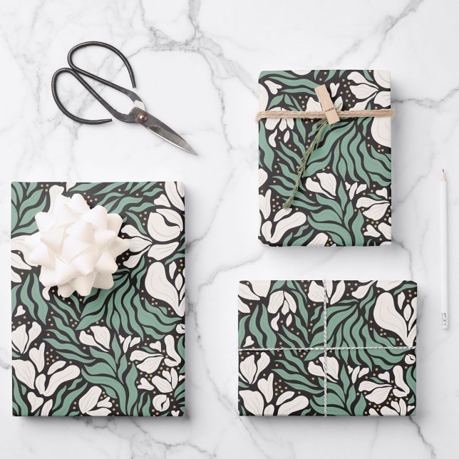 Wild Florals Umschlagpapier - Creme und Black Geschenkpapier Set (Von Creator hochgeladen)