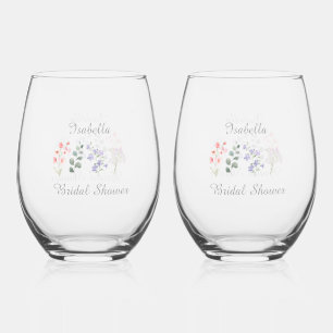 Wild Flower Aquarell Boho Brautparty Weinglas Ohne Stiel
