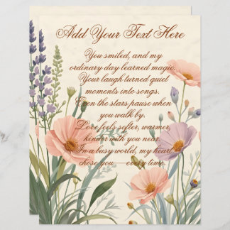 Wild Flower with Custom Text Scrapbook Paper