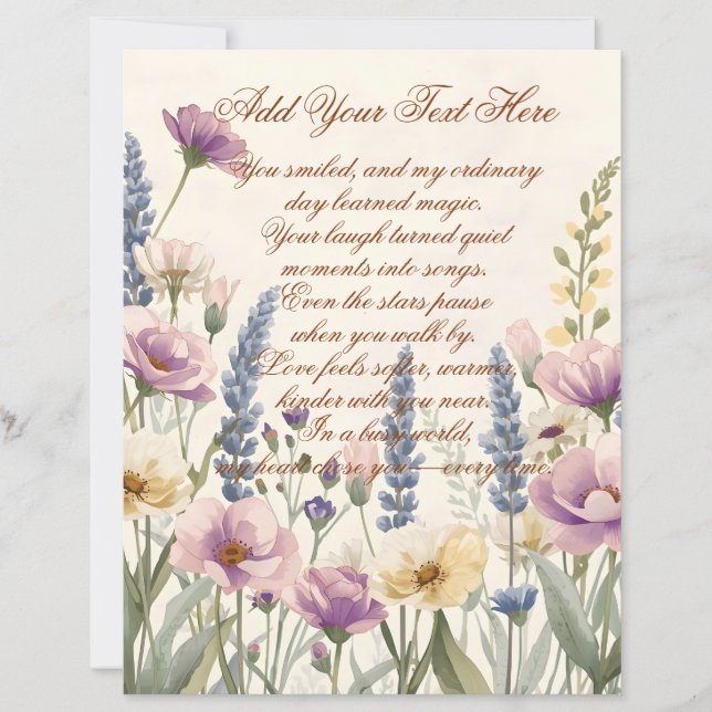 Wild Flower with Custom Text Scrapbook Paper (Vorderseite)