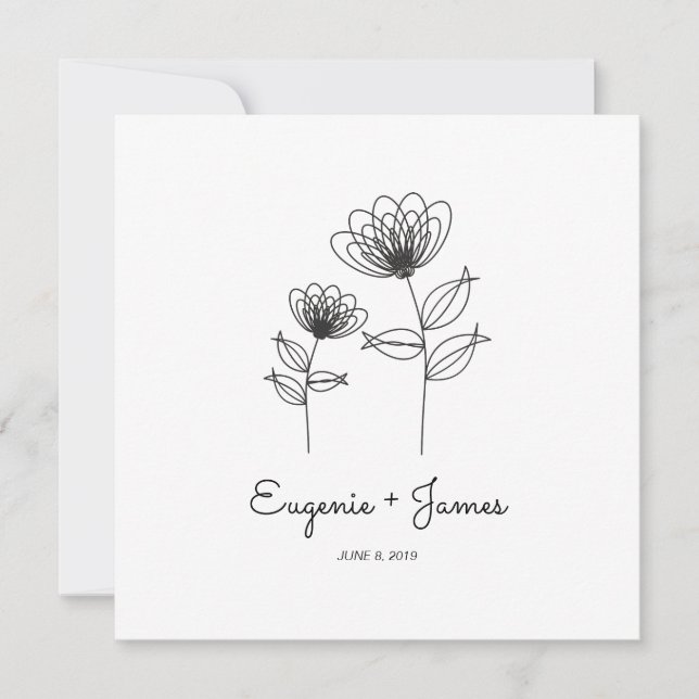 Wild Flowers Wedding Monogram Invitation Design (Devant)