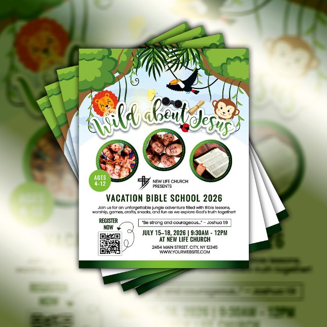 Wild For Jesus Ferienbibelschule Jugendkirche Flyer (VBS Church Flyer)