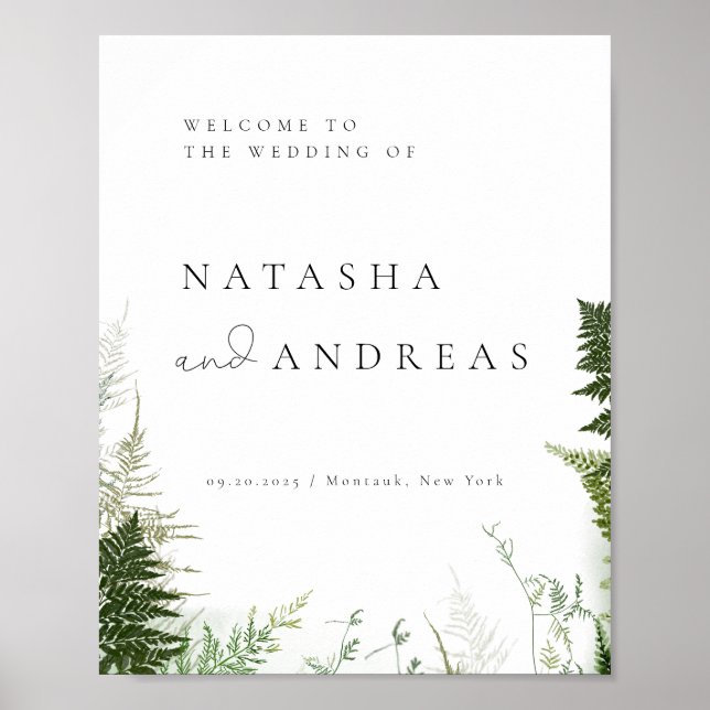 Wild Forest Foliage Hochzeit Willkommen Poster (Vorne)