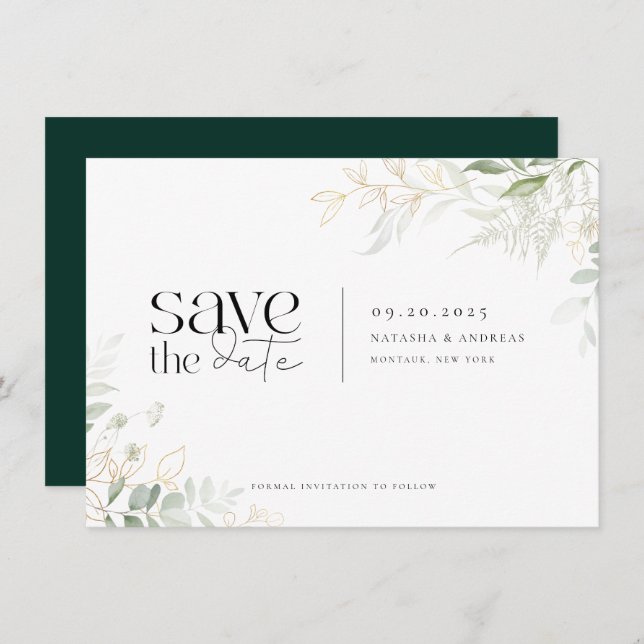 Wild Forest Greenerity Wedding Save The Date (Vorne/Hinten)