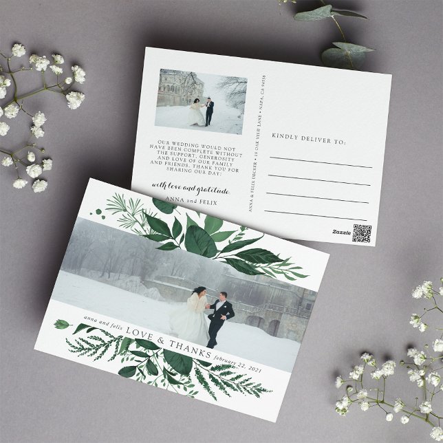 Wild Forest | Hochzeitsszenario Foto Vielen Dank Postkarte (Von Creator hochgeladen)