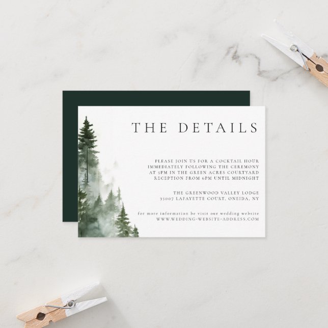 Wild-Forest-Pine-Bäume Hochzeitskarte Einladung (Vorderseite/Rückseite Beispiel)
