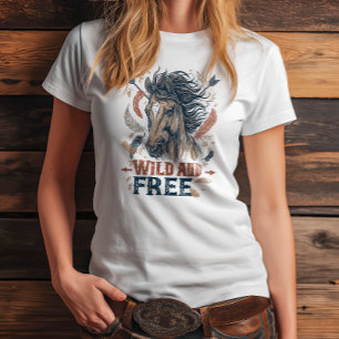 Wild & Free Mustang Cowgirl Design Tri-Blend Shirt