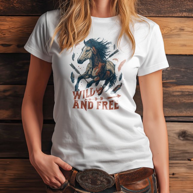 Wild & Free Mustang Cowgirl Design Tri-Blend Shirt (Von Creator hochgeladen)