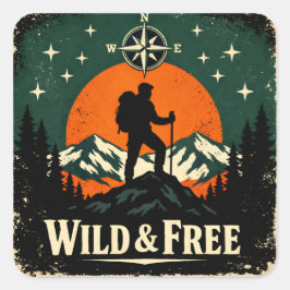 Wild & Frei – Outdoor-Freiheit Naturgeist Quadratischer Aufkleber