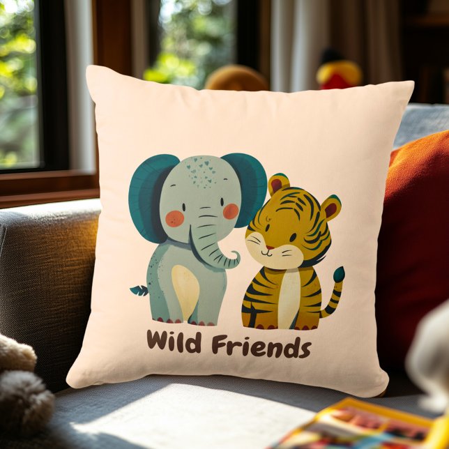 Wild Friends Elephant & Tiger | Dekoration des Kin Kissen (Von Creator hochgeladen)