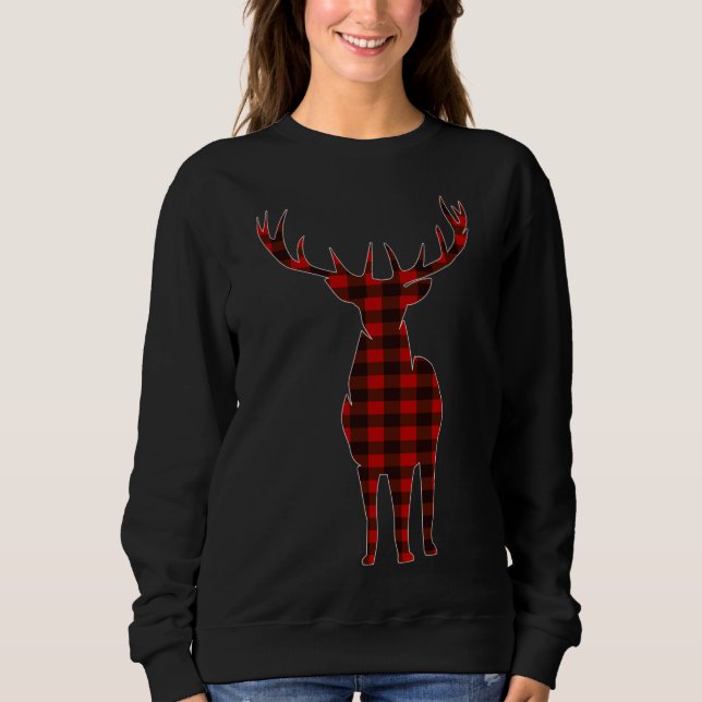 Wild Frohe Weihnachts Buffalo Kariert Hunte Sweatshirt (Vorderseite)