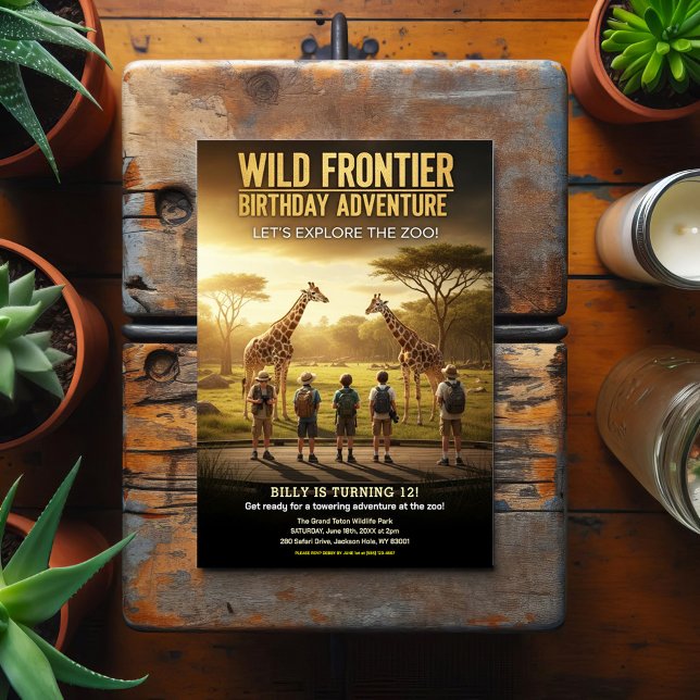 Wild Frontier Zoo Geburtstagsfeier Postkarte (Von Creator hochgeladen)