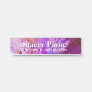 Wild Fuscia Acrylic Flow Art Desk Namplate Türschild