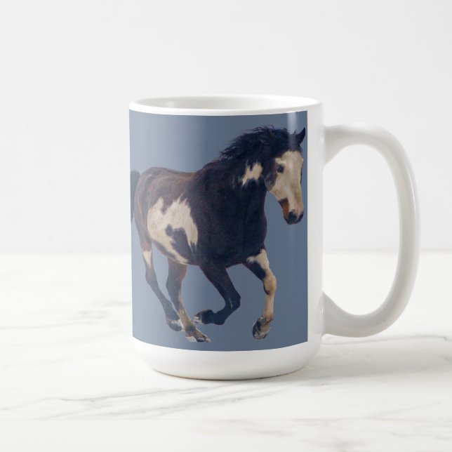Wild Galloping Pinto American Paint Horse Kaffeetasse (Rechts)